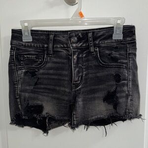 American Eagle Distressed Black Denim Shorts